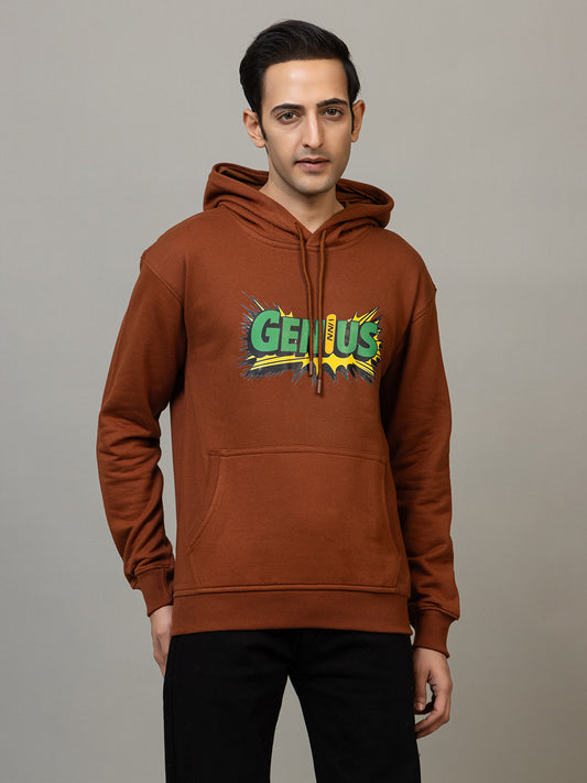Men's 'Genius' Einstein Back Graphic Hoodie - Polar Caramel Brown