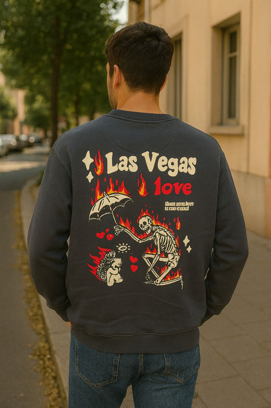 Gray “Las Vegas” Sweatshirt – Minimal Tone, Maximum Street Style