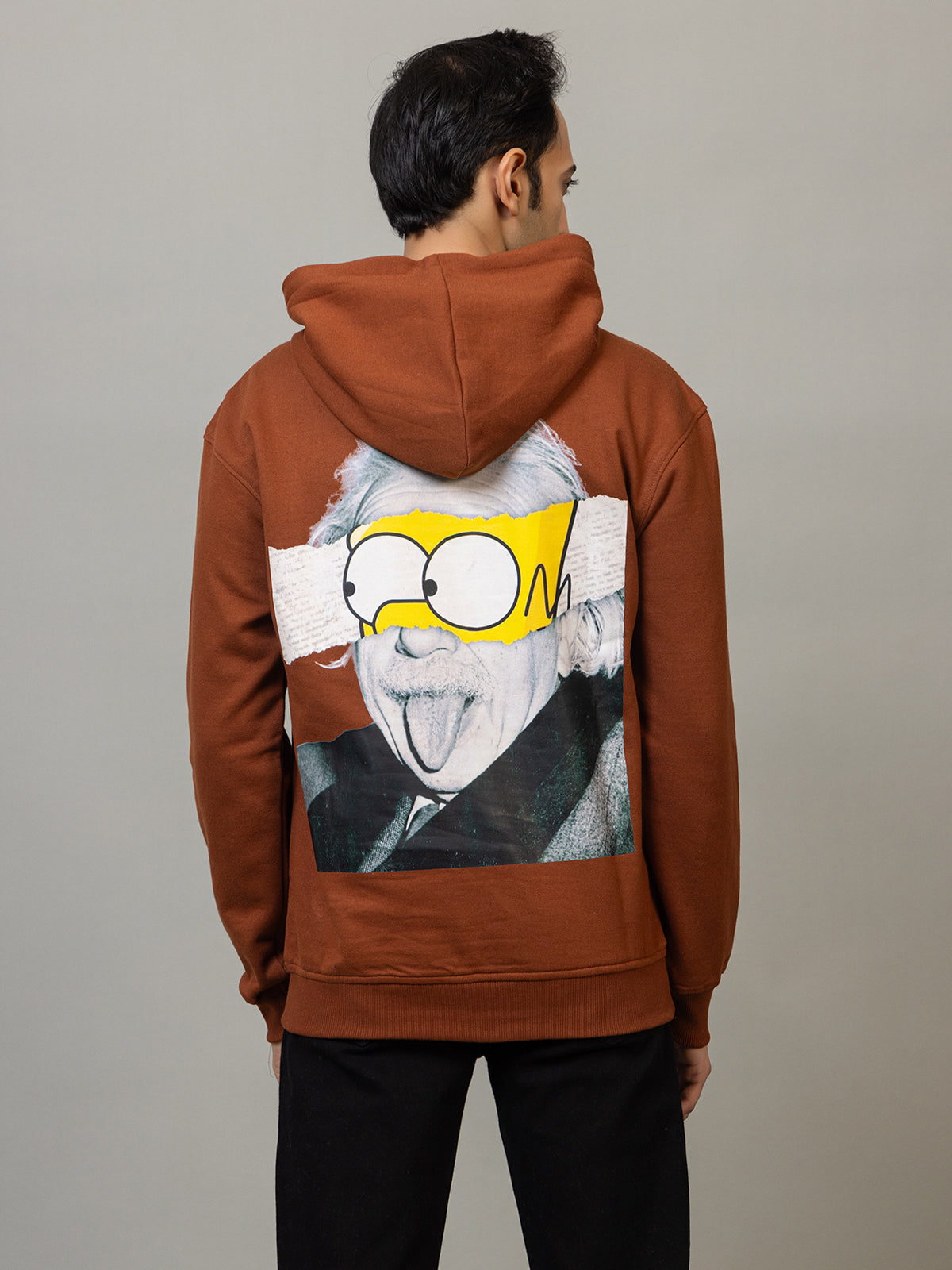 Men's 'D'oh!' Tear Graphic Pop Culture Hoodie -Polar Rusty Brown