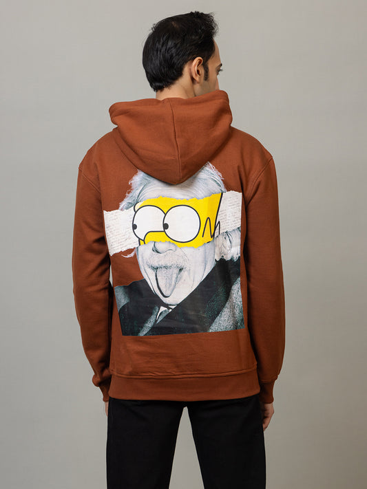 Men's 'D'oh!' Tear Graphic Pop Culture Hoodie -Polar Rusty Brown