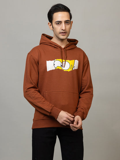 Men's 'D'oh!' Tear Graphic Pop Culture Hoodie -Polar Rusty Brown
