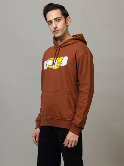 Men's 'D'oh!' Tear Graphic Pop Culture Hoodie -Polar Rusty Brown