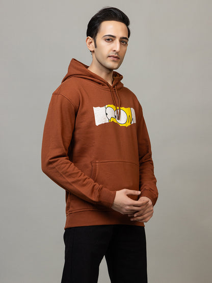 Men's 'D'oh!' Tear Graphic Pop Culture Hoodie -Polar Rusty Brown