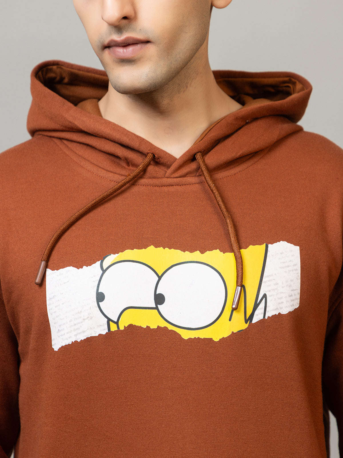 Men's 'D'oh!' Tear Graphic Pop Culture Hoodie -Polar Rusty Brown