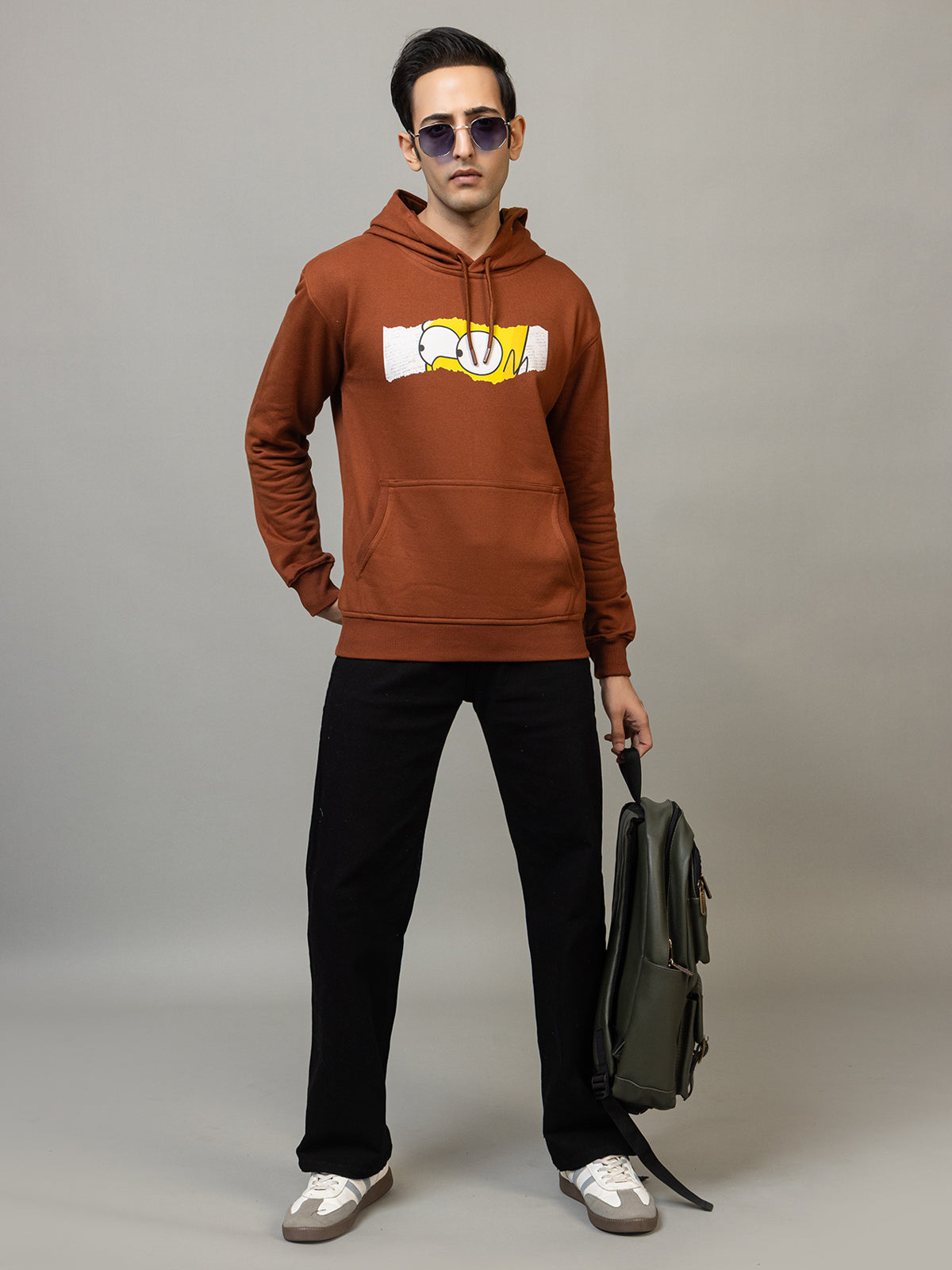 Men's 'D'oh!' Tear Graphic Pop Culture Hoodie -Polar Rusty Brown