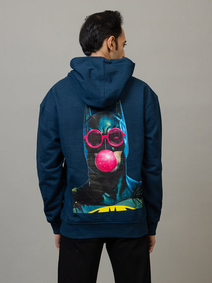 Men's Official DC Comics Batman Logo Pullover Hoodie - Polar Navy/Yellow