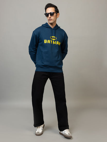 Men's Official DC Comics Batman Logo Pullover Hoodie - Polar Navy/Yellow