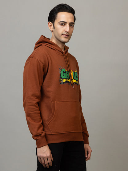 Men's 'Genius' Einstein Back Graphic Hoodie - Polar Caramel Brown