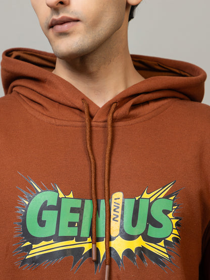 Men's 'Genius' Einstein Back Graphic Hoodie - Polar Caramel Brown