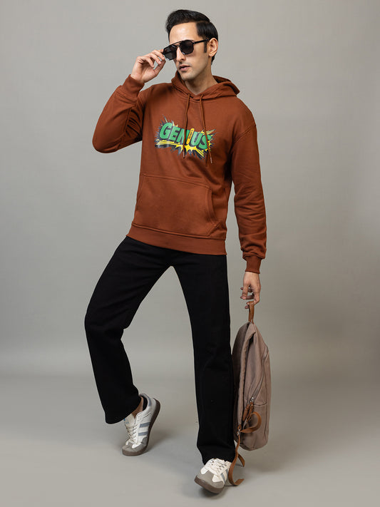 Men's 'Genius' Einstein Back Graphic Hoodie - Polar Caramel Brown