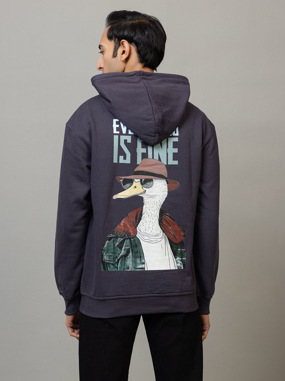 Men's Ironic Slogan Pullover Hoodie - Polar Navy Blue