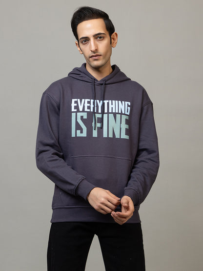 Men's Ironic Slogan Pullover Hoodie - Polar Navy Blue