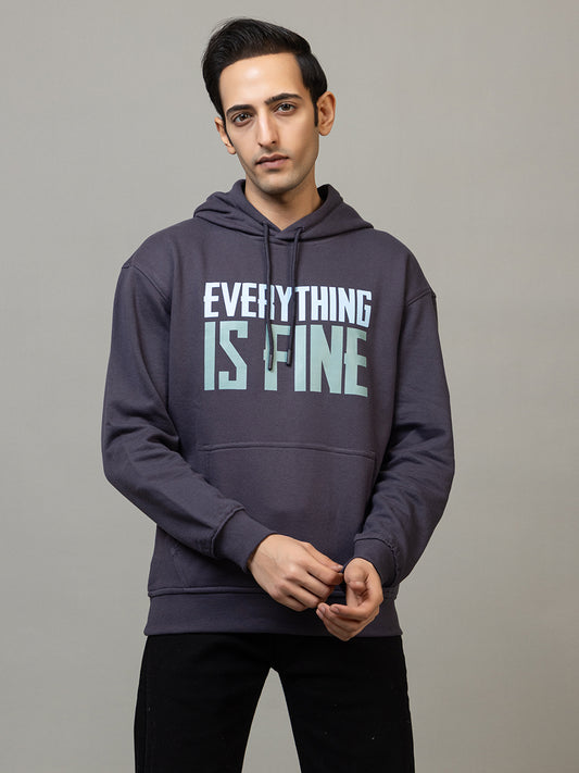 Men's Ironic Slogan Pullover Hoodie - Polar Navy Blue