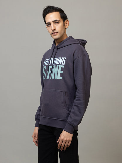 Men's Ironic Slogan Pullover Hoodie - Polar Navy Blue