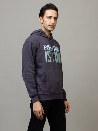 Men's Ironic Slogan Pullover Hoodie - Polar Navy Blue