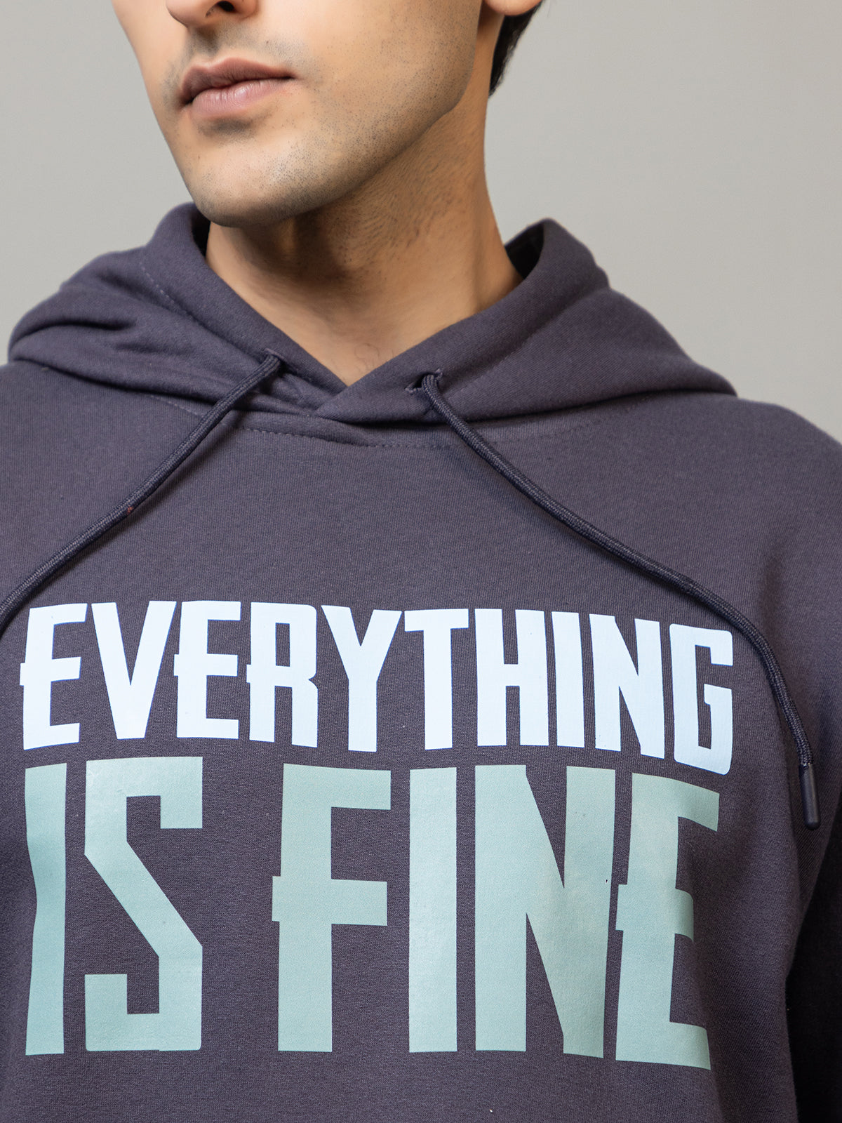 Men's Ironic Slogan Pullover Hoodie - Polar Navy Blue