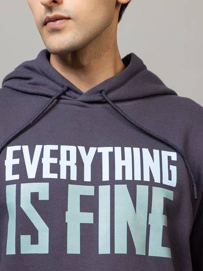 Men's Ironic Slogan Pullover Hoodie - Polar Navy Blue