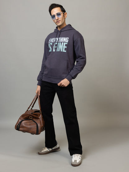 Men's Ironic Slogan Pullover Hoodie - Polar Navy Blue