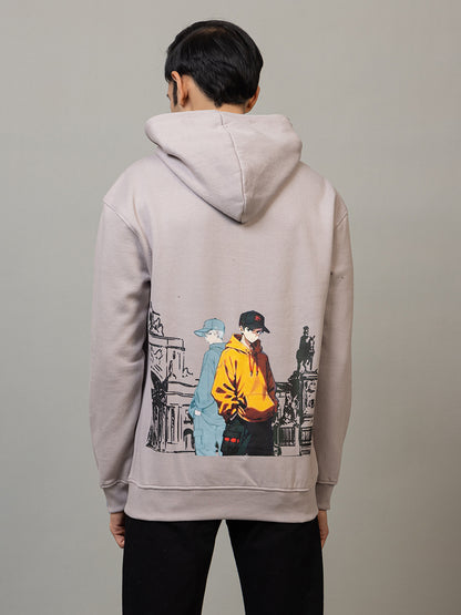 The Insprie street style print hoodie - Polar gray