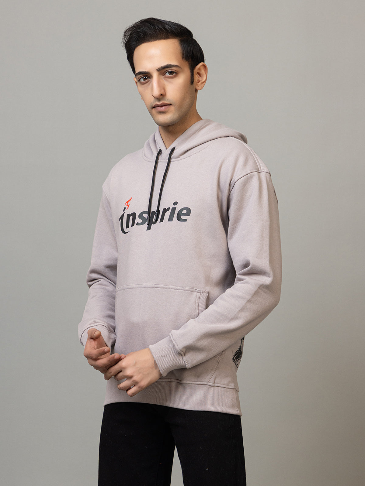 The Insprie street style print hoodie - Polar gray