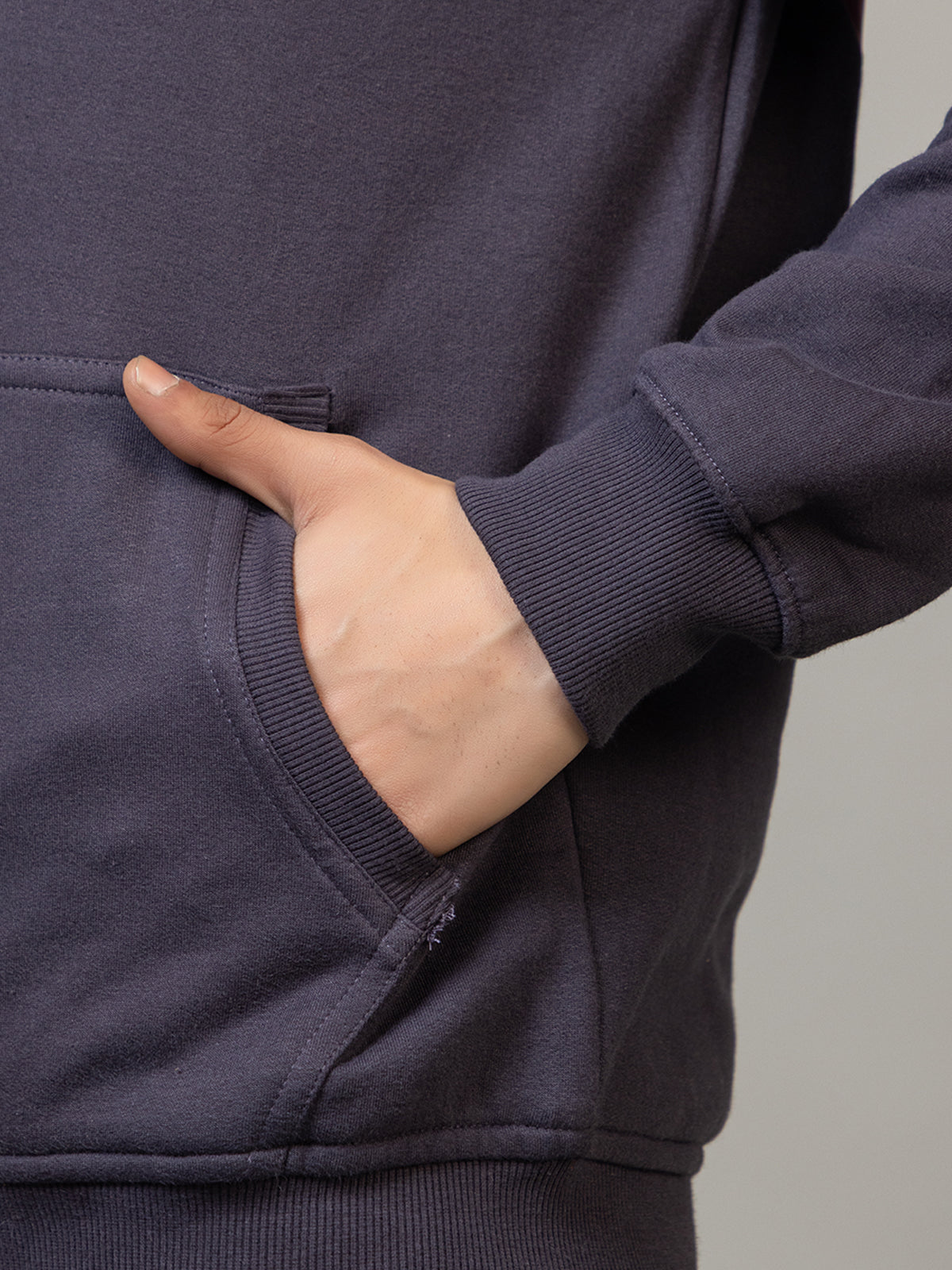 Men's 'Neon Illuminati Hand' Back Graphic Hoodie - Polar Charcoal Grey