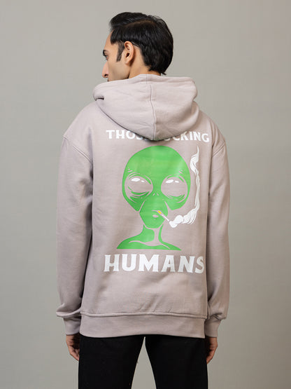 Men's 'Alien Humans' Graphic Pullover Hoodie - Polar Stone Beige