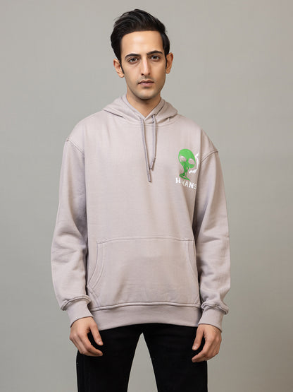 Men's 'Alien Humans' Graphic Pullover Hoodie - Polar Stone Beige