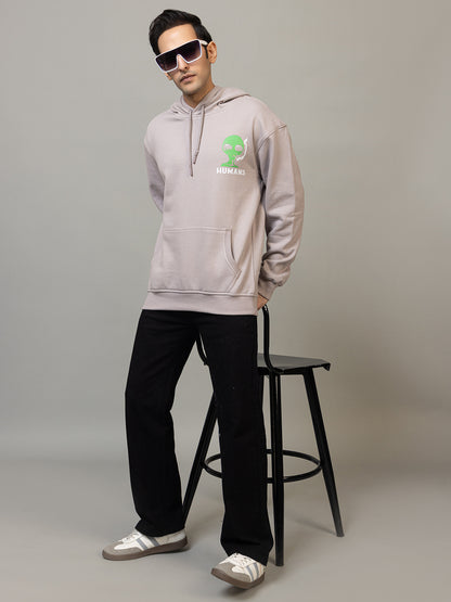 Men's 'Alien Humans' Graphic Pullover Hoodie - Polar Stone Beige