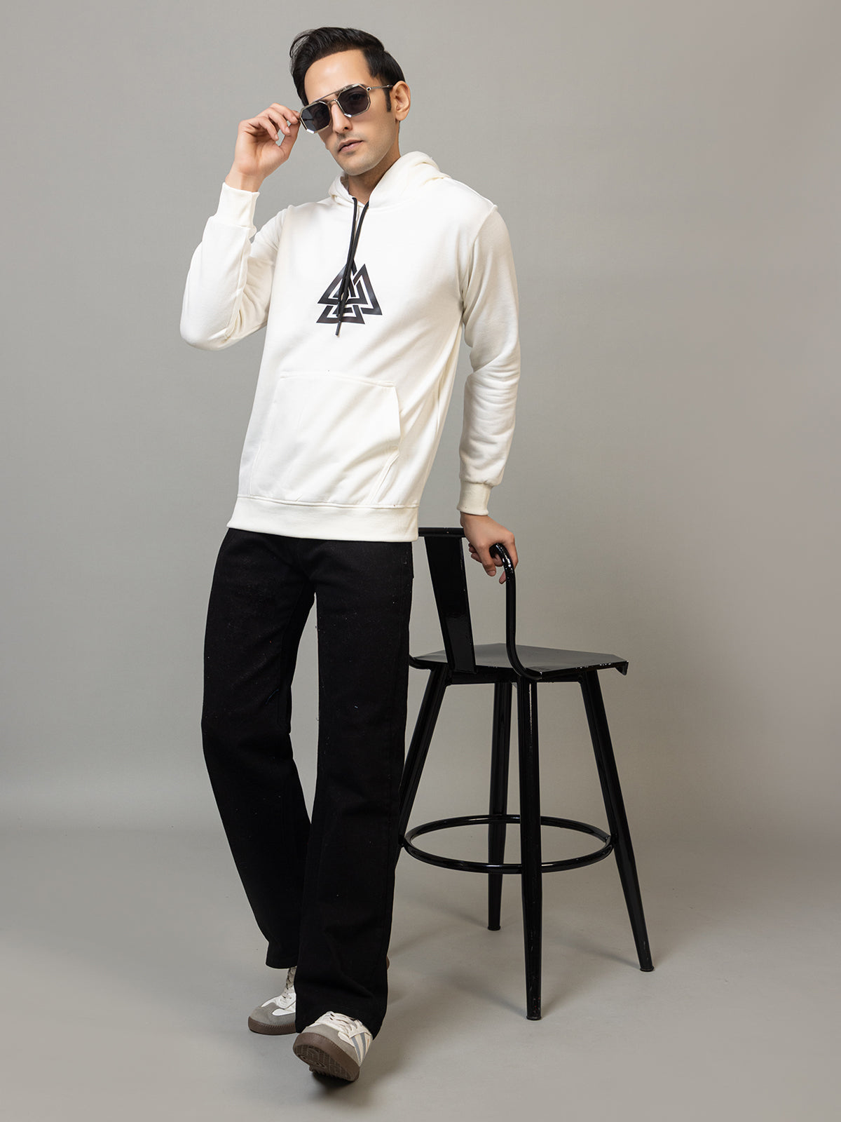 Bermuda triangle print hoodie - Polar white