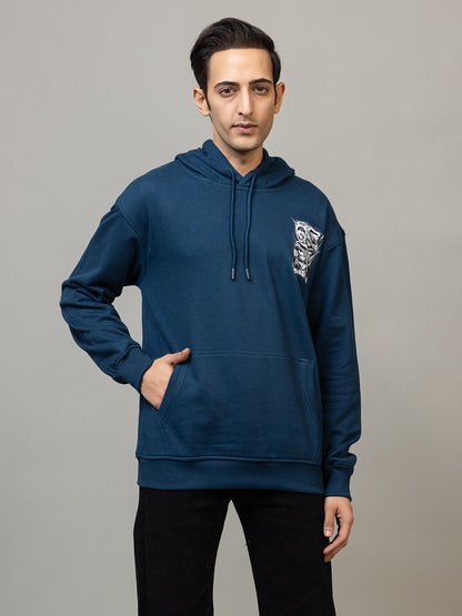 Men's 'Street Eye' Tattoo-Style Back Graphic Hoodie -Polar Midnight Navy