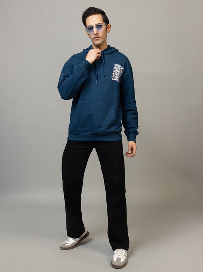 Men's 'Street Eye' Tattoo-Style Back Graphic Hoodie -Polar Midnight Navy