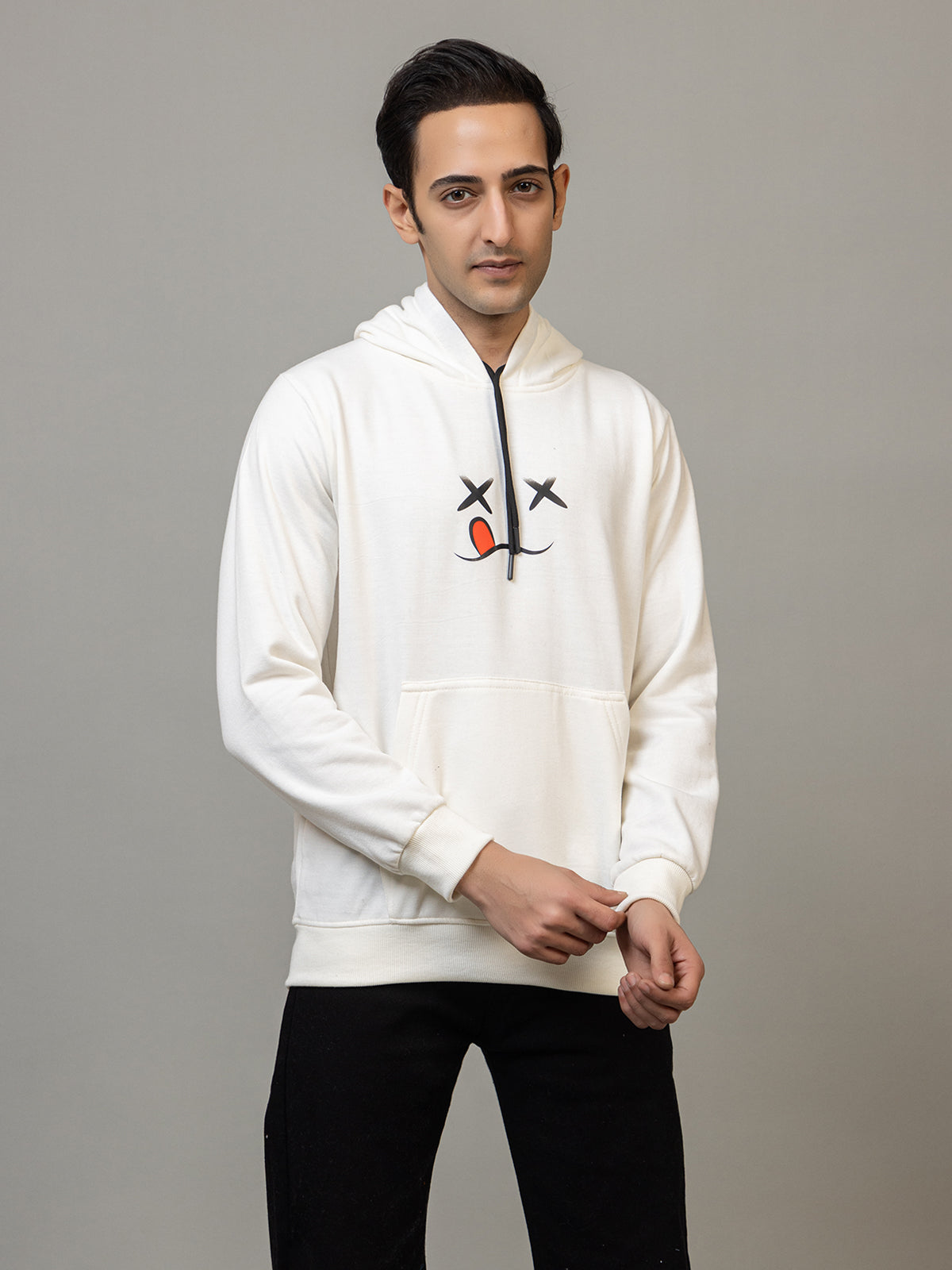 Cross-Eyed Emoji' Hoodie - Polar White