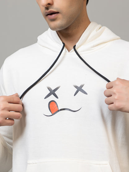 Cross-Eyed Emoji' Hoodie - Polar White