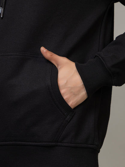 Allien attack print hoodie - Polar black