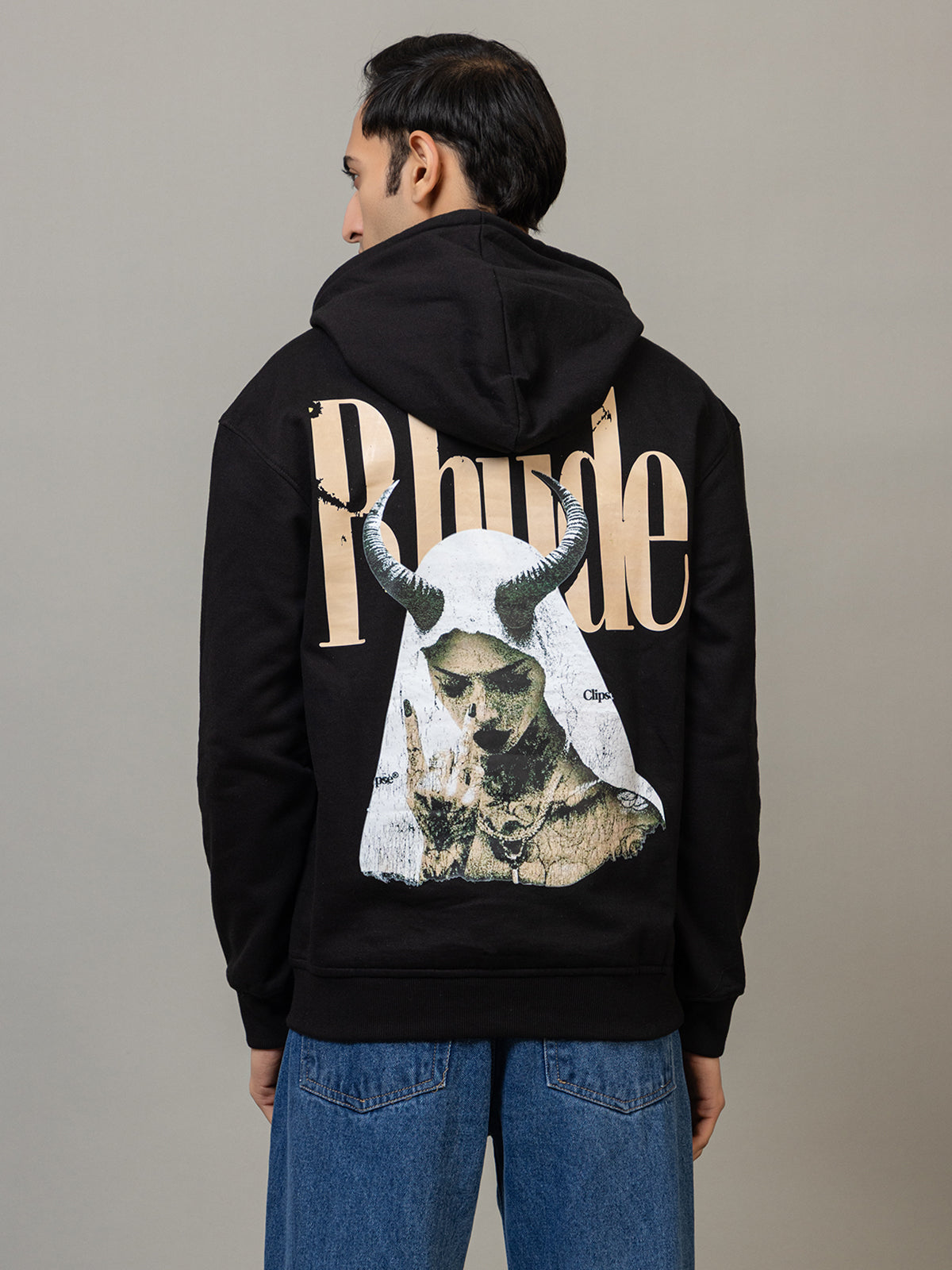 Rhude street style print hoodie - Polar black