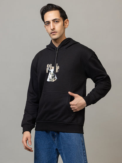 Rhude street style print hoodie - Polar black