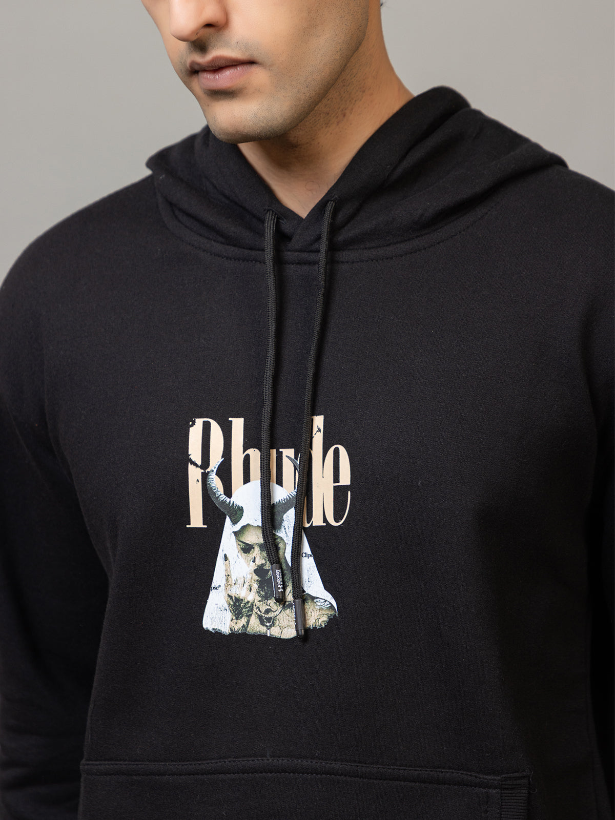 Rhude street style print hoodie - Polar black