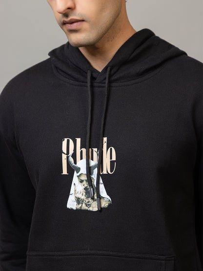 Rhude street style print hoodie - Polar black