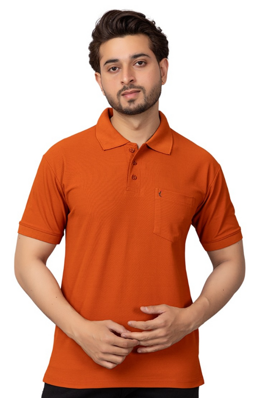 Everyday Comfort Short Sleeve Polo with Pocket Rust