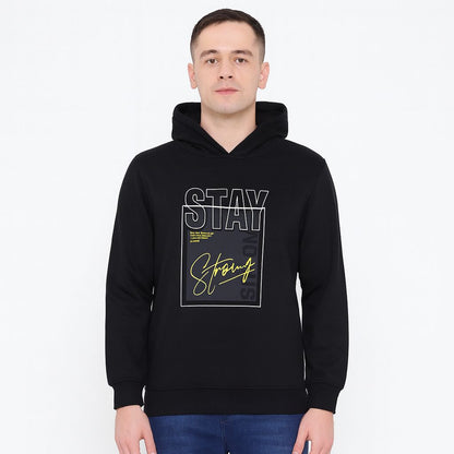 Men's 'Stay Strong' Graphic Pullover Hoodie - Breeze Black/Neon Yellow