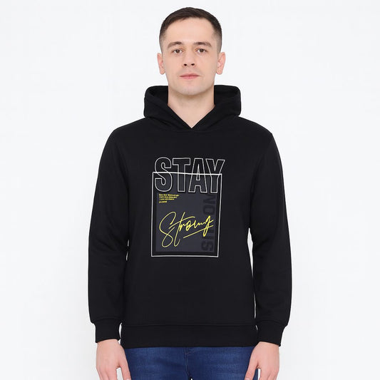 Men's 'Stay Strong' Graphic Pullover Hoodie - Breeze Black/Neon Yellow