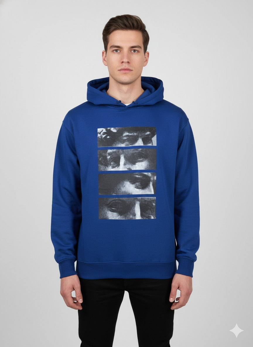 Men's Renaissance Eyes Graphic Pullover Hoodie -Breeze Royal Blue