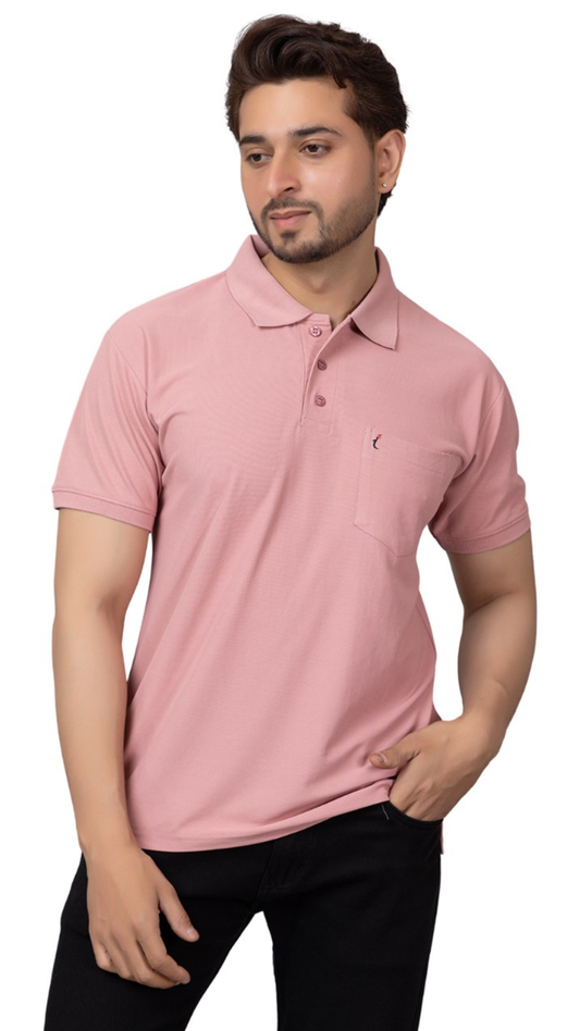 Everyday Comfort Short Sleeve Polo with Pocket Pink