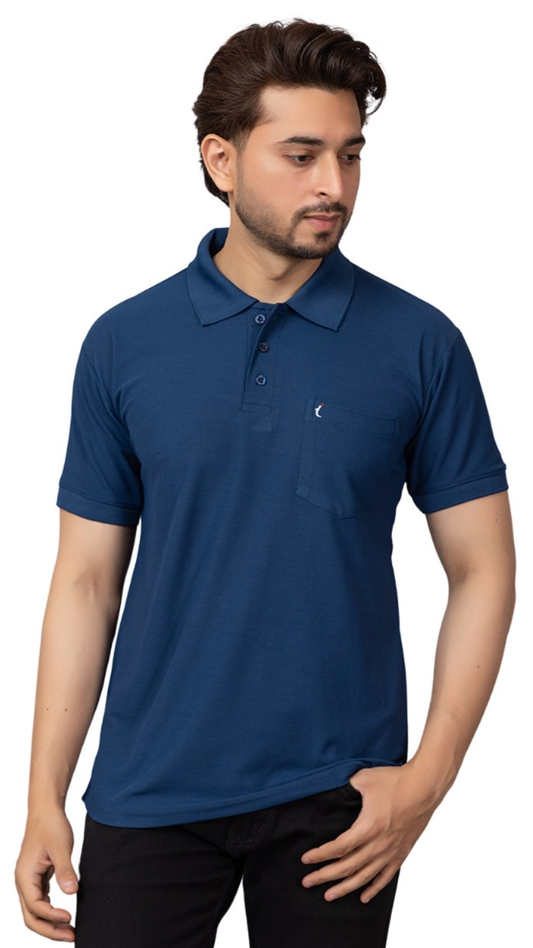 Everyday Comfort Short Sleeve Polo with Pocket Airforce