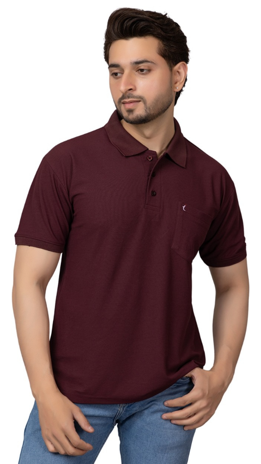 Everyday Comfort Short Sleeve Polo with Pocket Wine