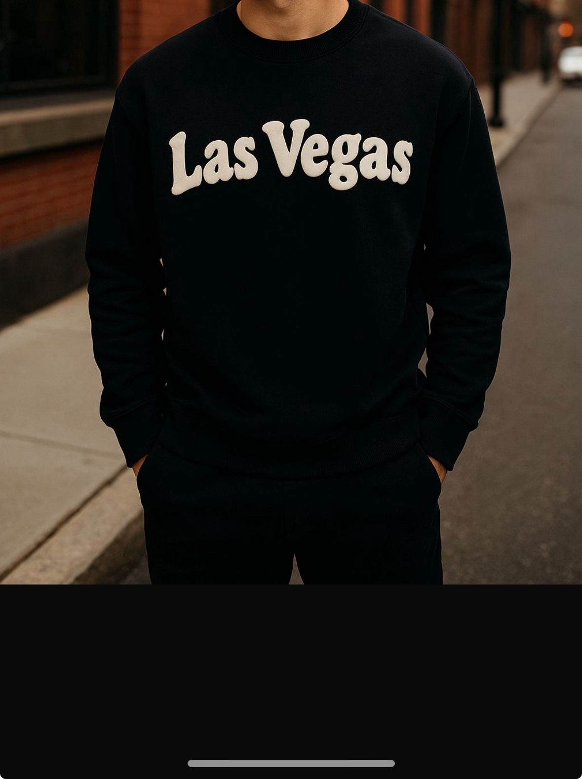 Black “Las Vegas” Sweatshirt – Sleek City Vibes, All-Season Style