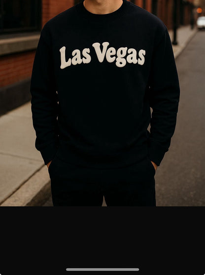 Black “Las Vegas” Sweatshirt – Sleek City Vibes, All-Season Style