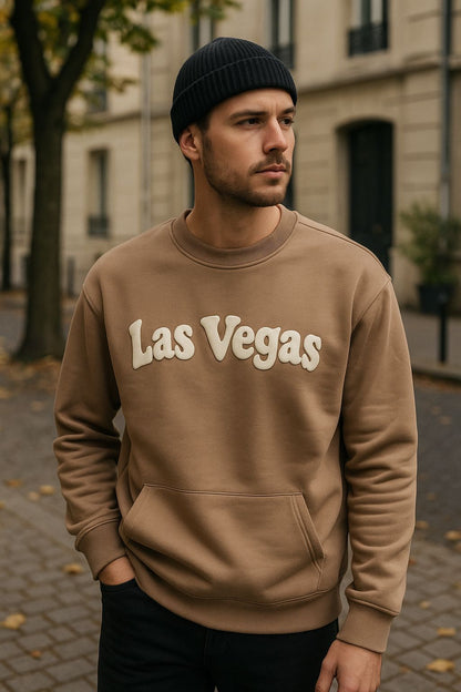 Brown “Las Vegas” Sweatshirt – Earth-Toned Comfort with City Edge