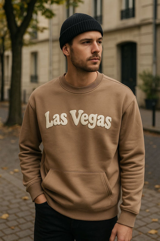 Brown “Las Vegas” Sweatshirt – Earth-Toned Comfort with City Edge