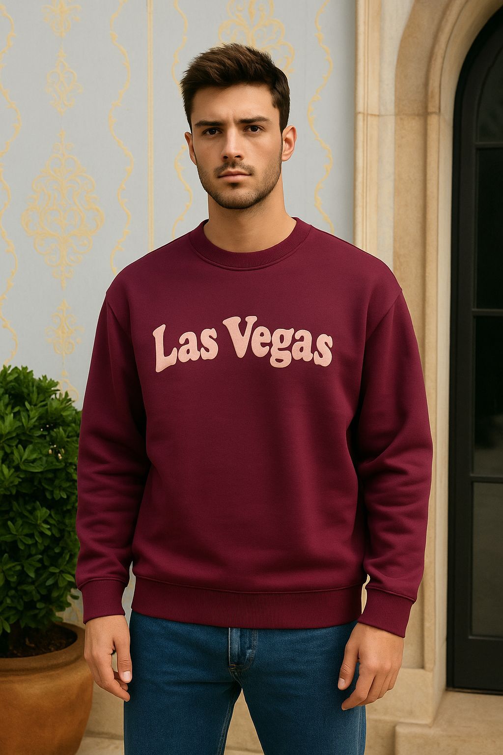 Maroon “Las Vegas” Sweatshirt – Classic City Style with a Modern Edge